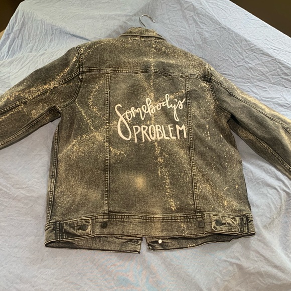 Somebody’s Problem Denim Bleach Splash Jacket - Picture 3 of 3